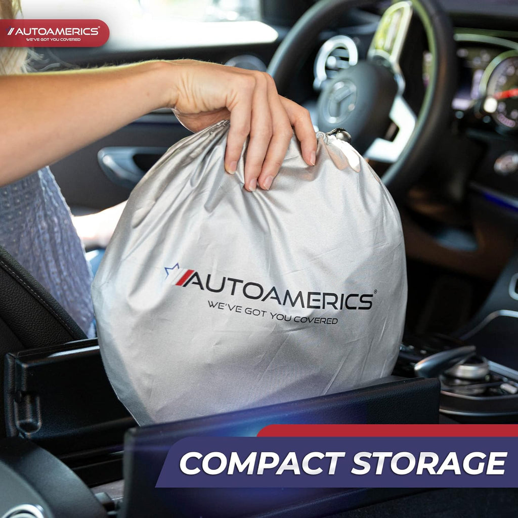 Autoamerics 1-Piece Windshield Sun Shade American Eagle Flag USA Patriotic  - Foldable Car Front Window Sunshade for Sedans SUV Truck - Blocks Max UV Rays and Keeps Your Vehicle Cool X-Large