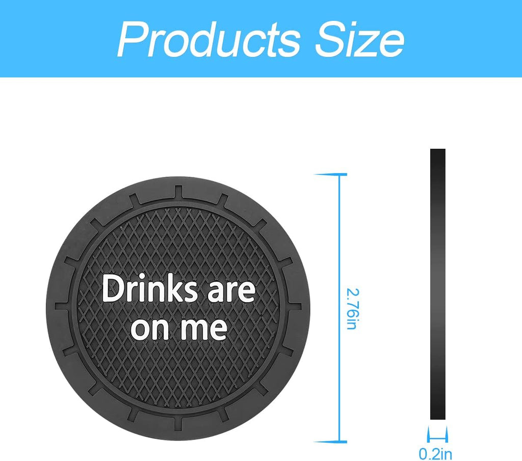 8sanlione Car Cup Coaster, 4Pcs 2.75 Inch Auto Cup Holder Insert Coasters, Non-Slip Waterproof Embedded Drink Mat, Automotive Interior Accessories for Men and Women (B Black/4PCS)
