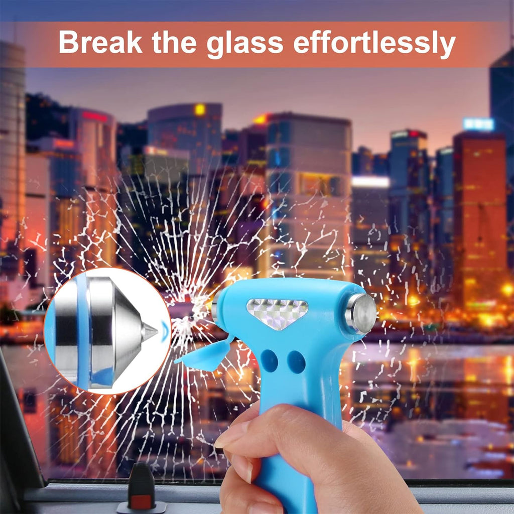 THINKWORK Window Breaker - Pink-Blue Car Safety Hammer Gift for Lady and Men, Three-in-One Emergency Escape Tool with Seat Belt Cutter, Safety Emergency Car Escape Tool for Family, Women, Children.