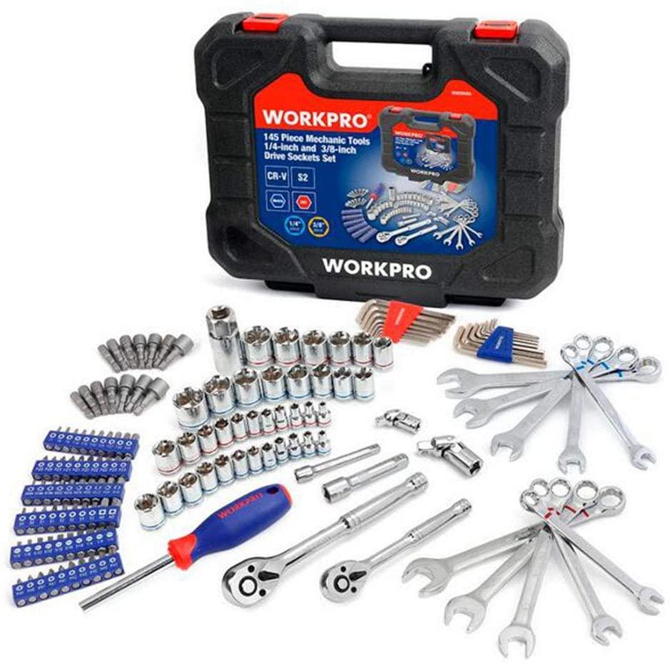 PENFU Wrench 145PC Tools Set for Car Repair Ratchet Wrenches 1/4" and 3/ Dr. Socket Set Wrench Set Home Tools Hand Repair Tool