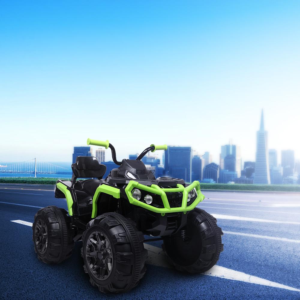 12 Volt Ride ON Toys, Battery Powered Ride ON Toys Car, 4-Wheeler ATV Ride ON Car w/ 3.7mph Max, 2 Speed, LED Lights, AUX Jack, Radio, Electric Motorcycle for Boys, 3-8 Years Old, Green, W1879