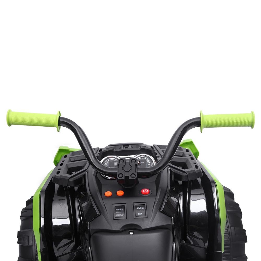 Kids Electric Ride ON Toys, Quad Ride ON Toys 12 Volt Car, 4-Wheeler ATV Ride ON Car w/ 3.7mph Max, 2 Speed, LED Lights, AUX Jack, Radio, Powered Motorcycle for Boys, 3-8 Years Old, Green, W1857