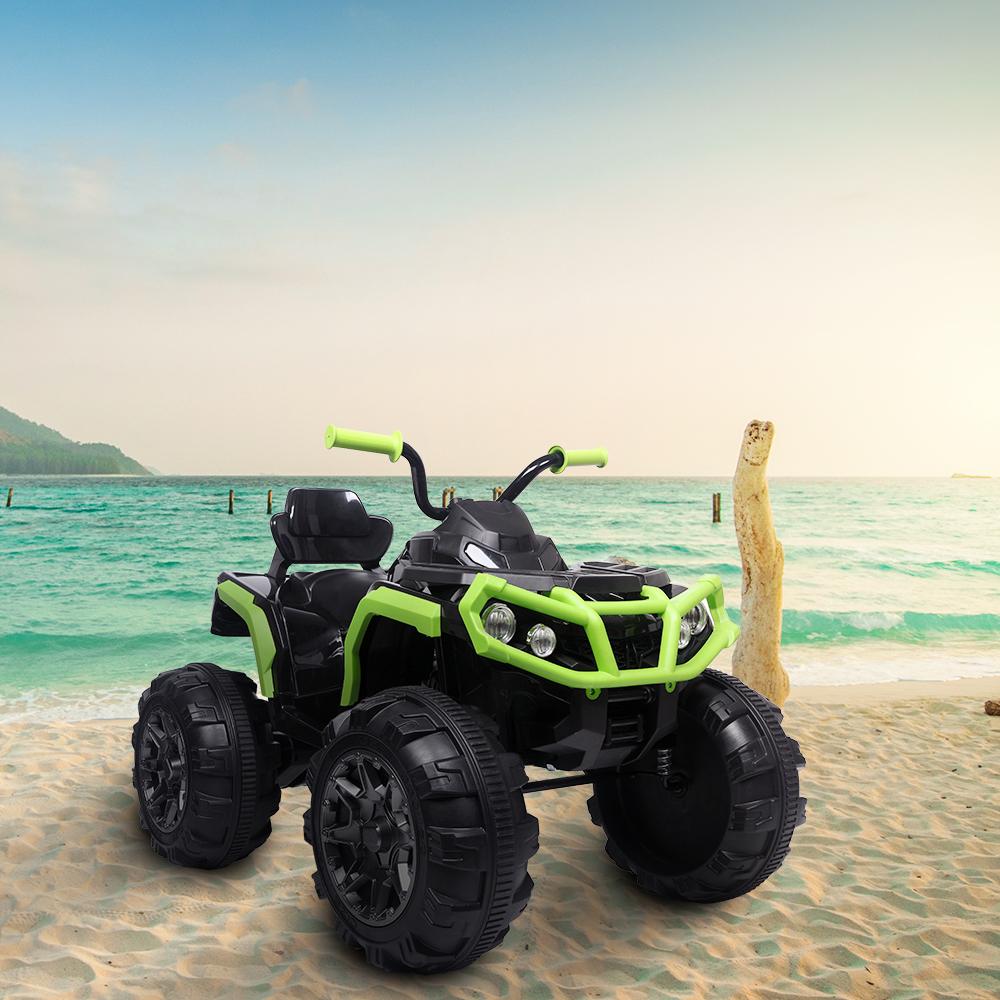12 Volt Ride ON Toys, Battery Powered Ride ON Toys Car, 4-Wheeler ATV Ride ON Car w/ 3.7mph Max, 2 Speed, LED Lights, AUX Jack, Radio, Electric Motorcycle for Boys, 3-8 Years Old, Green, W1879