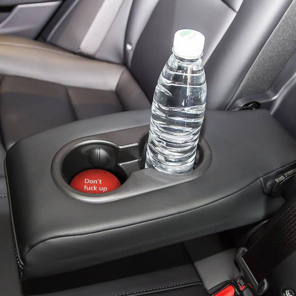 8sanlione 2 Pack Car Cup Holder Coasters, 2.75 Inch Non-Slip PVC Insert Cup Coaster, Anti-Scratch Auto Cup Mats for Women Men, Vehicle Interior Accessories Universal for Car, SUV, Truck (D Red/2PCS)