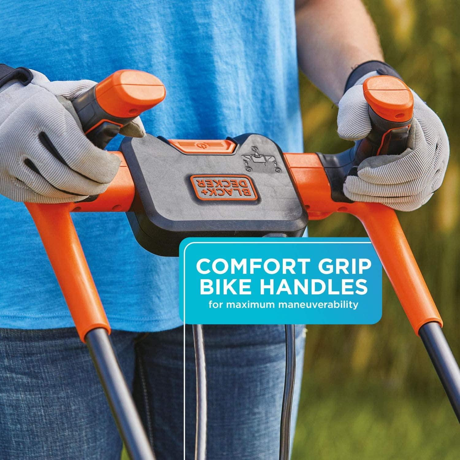 BLACK+DECKER Electric Lawn Mower with Bike Handle, 15-Inch, 10-Amp, Corded (BEMW472BH)