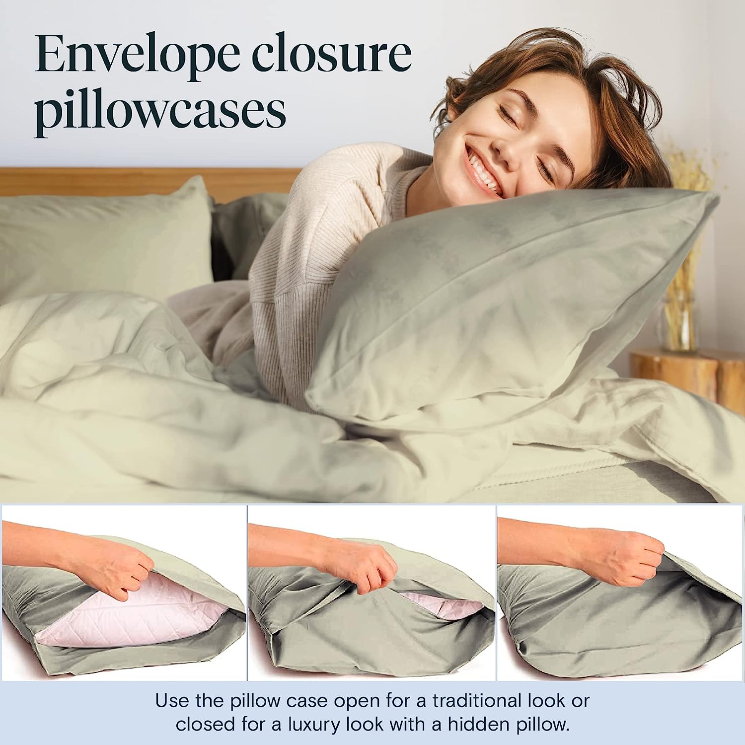 LuxClub 7 PC Split King Sheet Set Bamboo Sheets Deep Pockets 18" Eco Friendly Wrinkle Free Cooling Sheets Machine Washable Hotel Bedding Silky Soft - Light Taupe Split King