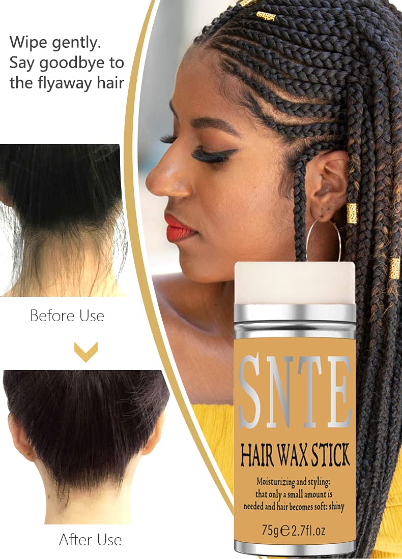 Samnyte Hair Wax Stick, 2PCS x 2.7 Oz Wax Stick for Hair Wigs Edge Control Slick Stick Hair Pomade Stick Non-greasy Styling Wax for Fly Away &amp; Edge Frizz Hair