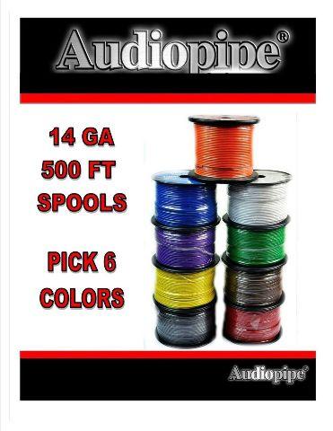 Choose 6 colors 14 Ga 500' ea Audiopipe Car Audio Home Primary Remote Wire