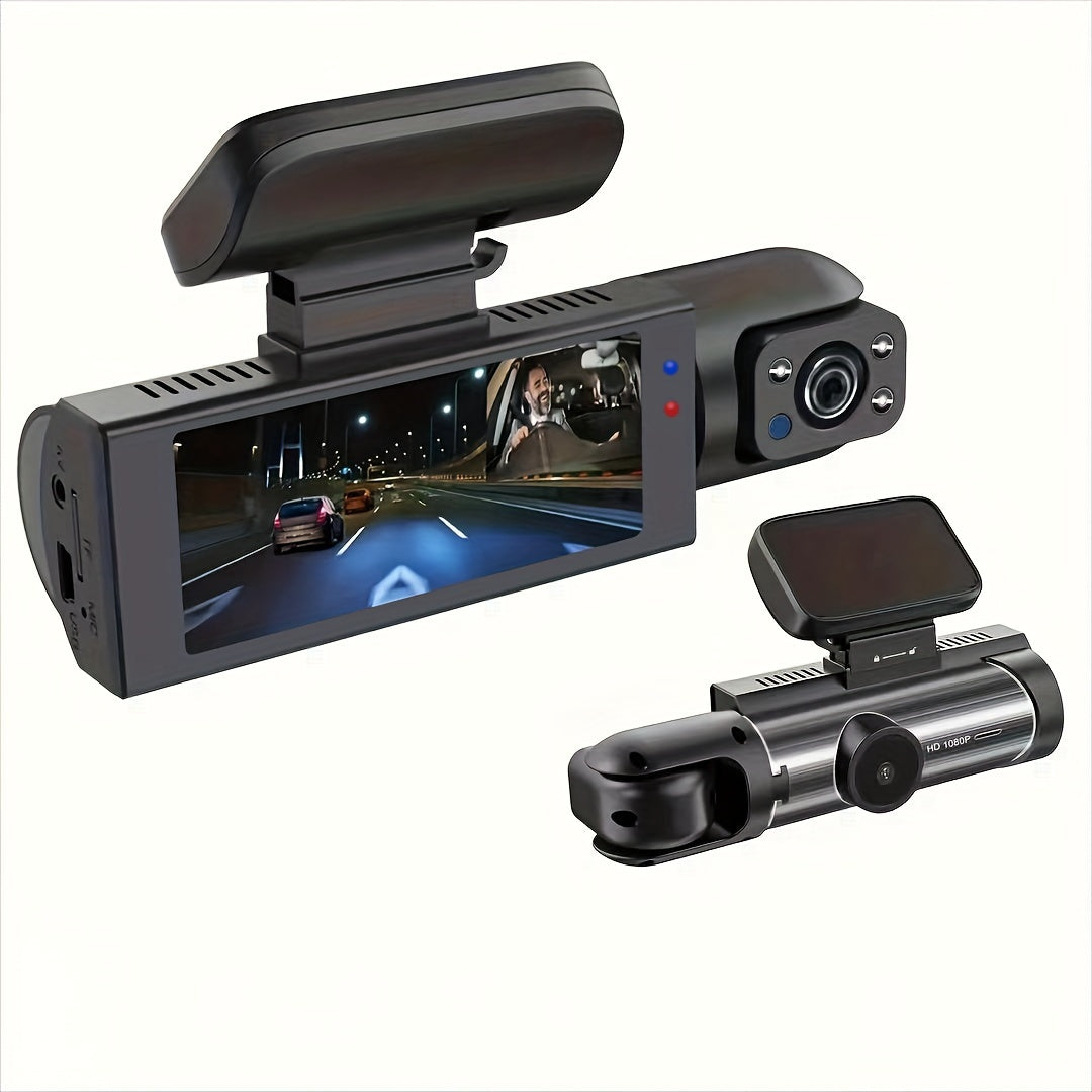 Dash Camera Front And Inside With 32G SD Card, 3.16inch Dash Cam 1080P, G Sensor High Definition Night Vision Loop Recording Wide Angle Car DVR