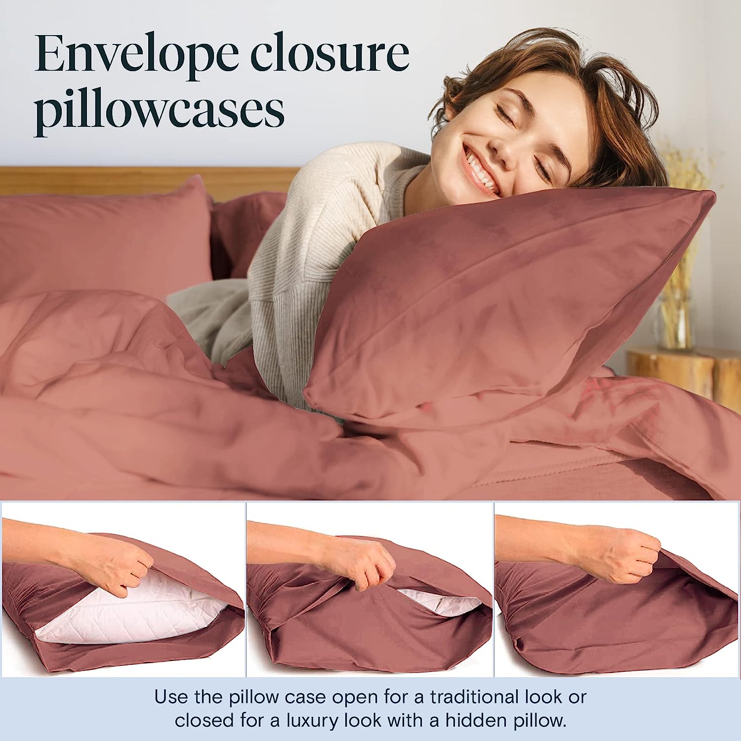 LuxClub 7 PC Split King Sheet Set Bamboo Sheets Deep Pockets 18" Eco Friendly Wrinkle Free Cooling Sheets Machine Washable Hotel Bedding Silky Soft - Salmon Pink Split King