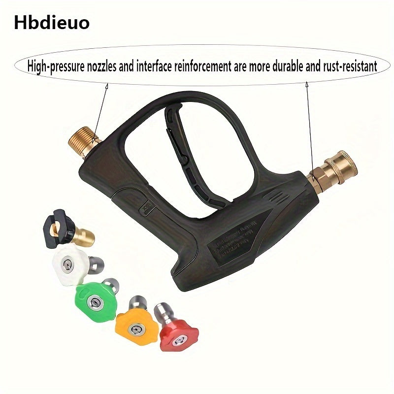 High Pressure Hose Nozzle, High Pressure Cleaning Machine, 3000 PSI Max With 5 Colors  Connect Nozzles M22 Hose Connector 3.0 TIP