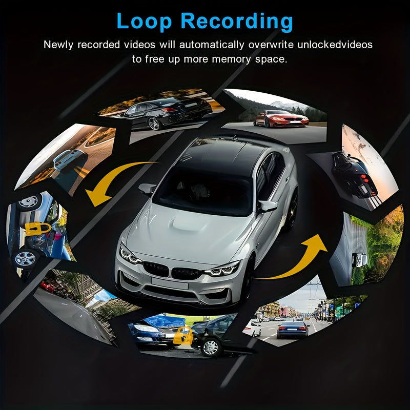 64GB Card,Dash Cam For Cars,1080P Dual Camera, Front Inside,3.16 Inch IPS Screen,G Sensor High Definition Night Vision Loop Record,Wide Angle