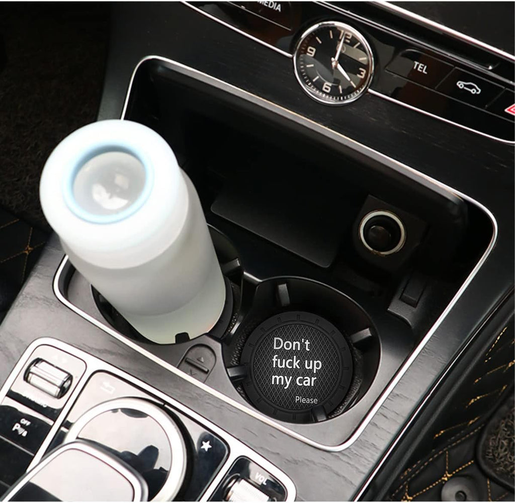 8sanlione Car Cup Coaster, 4Pcs 2.75 Inch Auto Cup Holder Insert Coasters, Non-Slip Waterproof Embedded Drink Mat, Automotive Interior Accessories for Men and Women (D Black/4PCS)