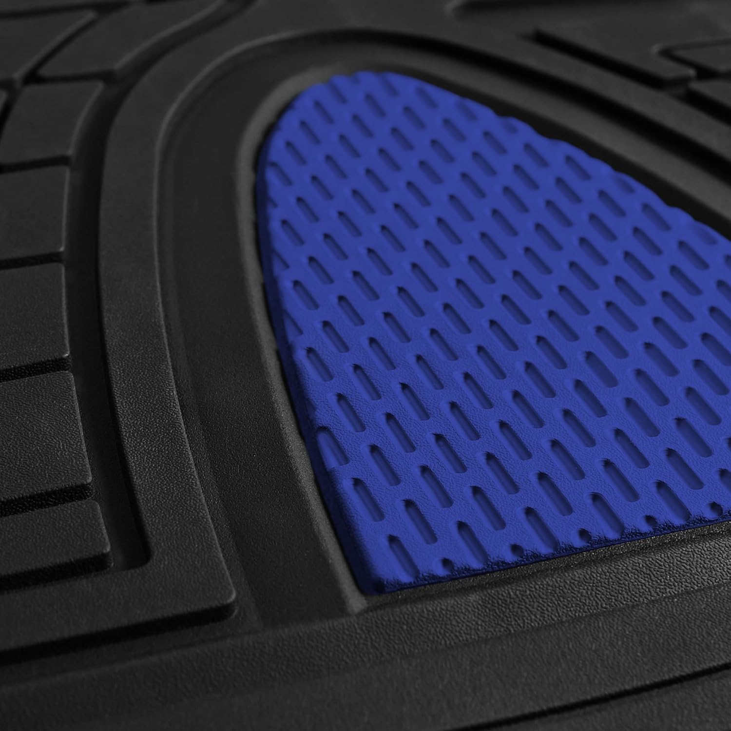FH Group Automotive Floor Mats - Heavy-Duty Rubber Floor Mats for Cars, Universal Fit Full Set, Climaproof Floor Mats, Trimmable Floor Mats for Most Sedan, SUV, Truck Floor Mats Blue