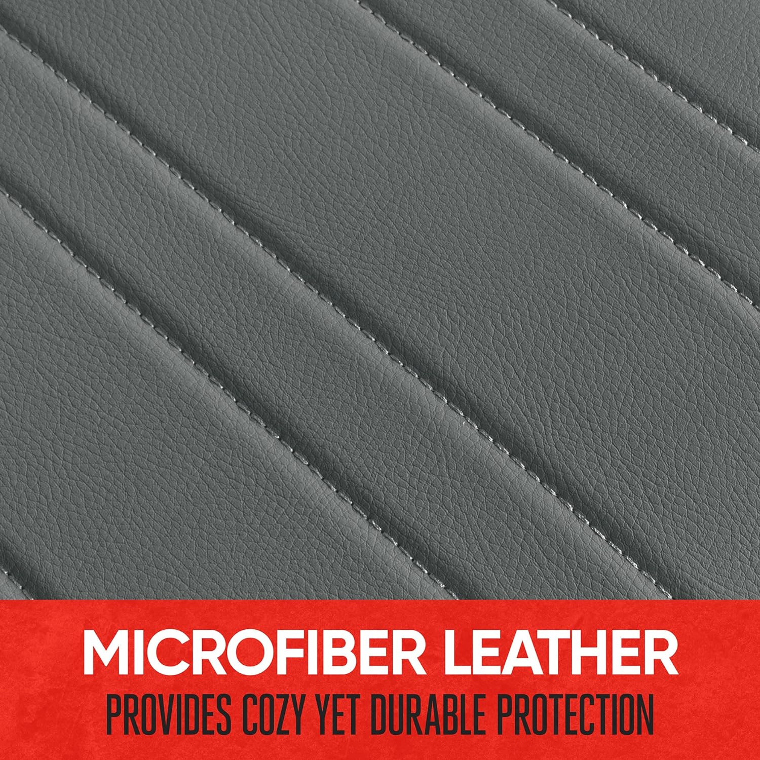 Motor Trend Seat Covers for Cars Trucks SUV, Faux Leather Full Set Gray Padded Car Seat Covers with Storage Pockets, Premium Interior Car Seat Cover