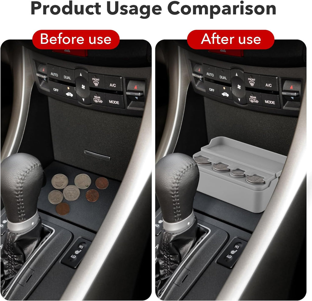 SINGARO Coin Holder for Car, Universal Car Coin Change Organizer, Car Coin Holder Compatible with Coins of Different Sizes, Car Interior Accessories, Suitable for Most Cars, Trucks(Gray)