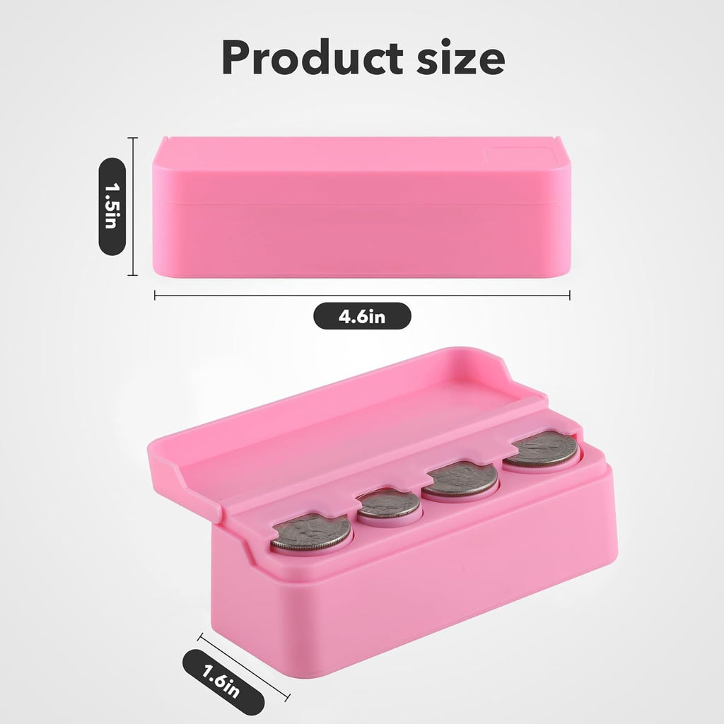 SINGARO Coin Holder for Car, Universal Car Coin Change Organizer, Car Coin Holder Compatible with Coins of Different Sizes, Car Interior Accessories, Suitable for Most Cars, Trucks(Pink，2 Pack)