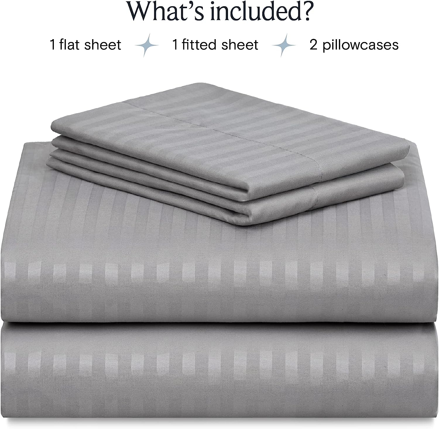 LuxClub Striped Sheets Set, 4 PC Striped Bed Sheets Set Twin Size for Boys and Girls, Deep Pockets 18" Eco Friendly Wrinkle Free Kids Fitted Sheets Machine Washable Hotel Bedding (Twin XL, Light Grey)