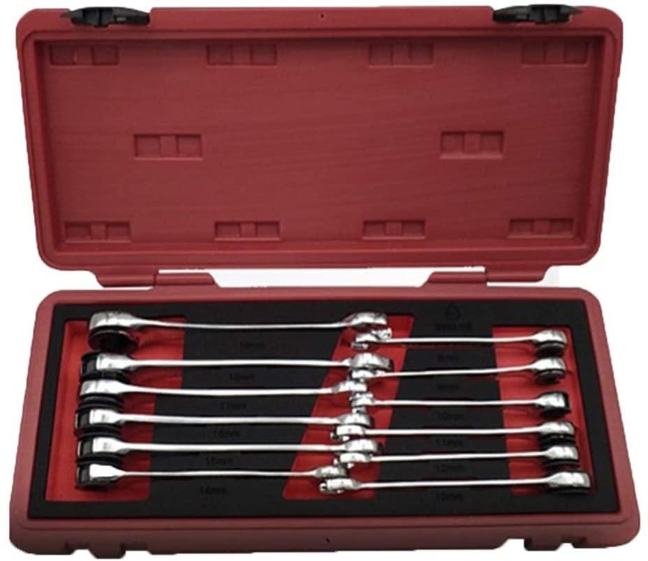 Without Socket Wrench Mechanic Tool Set Tubing Ratchet Wrench Moving Head Ratchet Wrench Tools for Car Vehicle Auto Replacement Parts Hand Tool Manual Car (Color : Fixed Head 12 pcs)