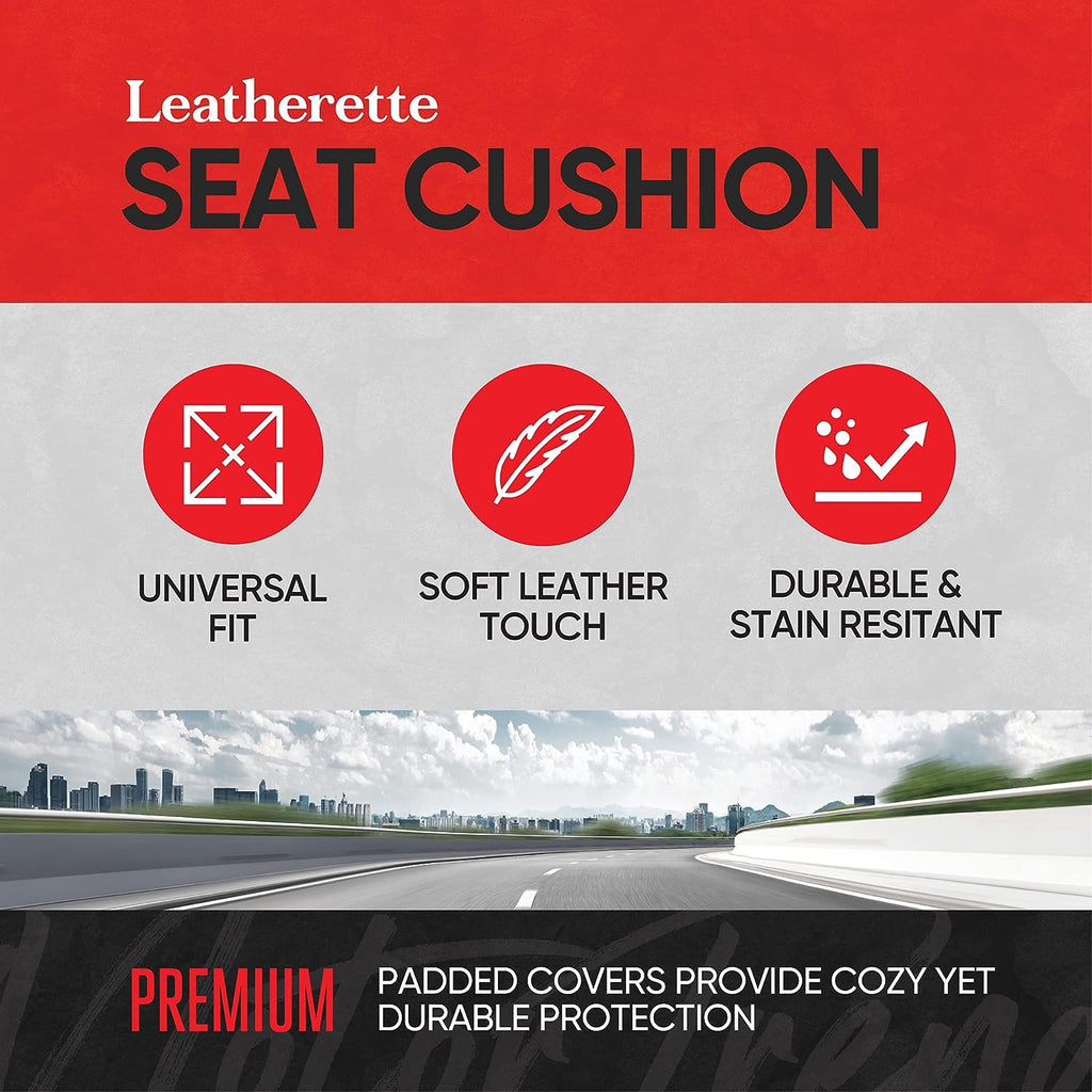 Motor Trend Black Faux Leather Car Seat Cover for Front Seats, 1-Piece Padded Car Seat Protector with Storage Pockets, Premium Interior Cover for Cars Truck SUV Auto