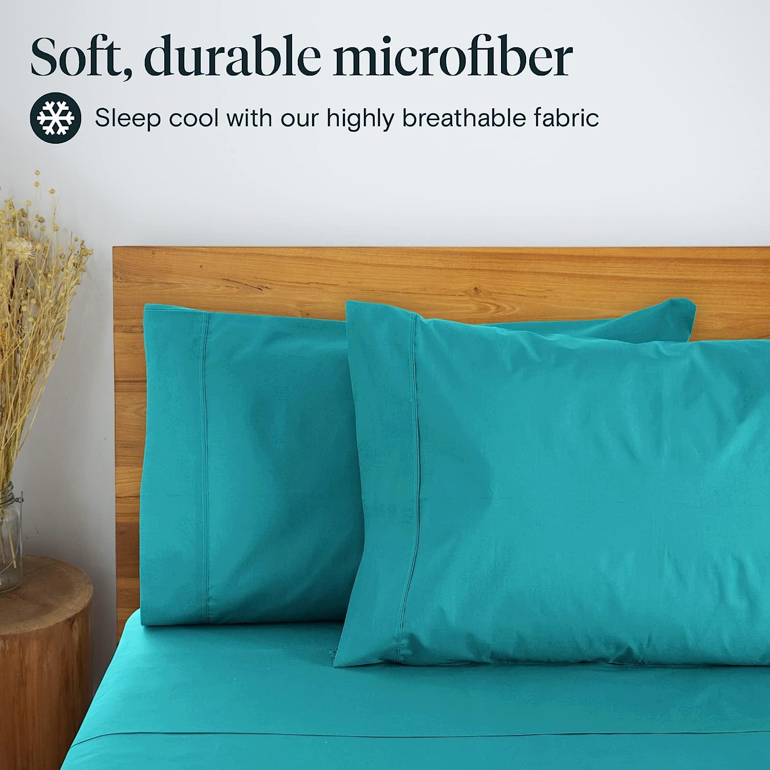 LuxClub 6 PC Queen Sheet Set Bamboo Sheets Deep Pockets 18" Eco Friendly Wrinkle Free Cooling Sheets Machine Washable Hotel Bedding Silky Soft - Teal Queen