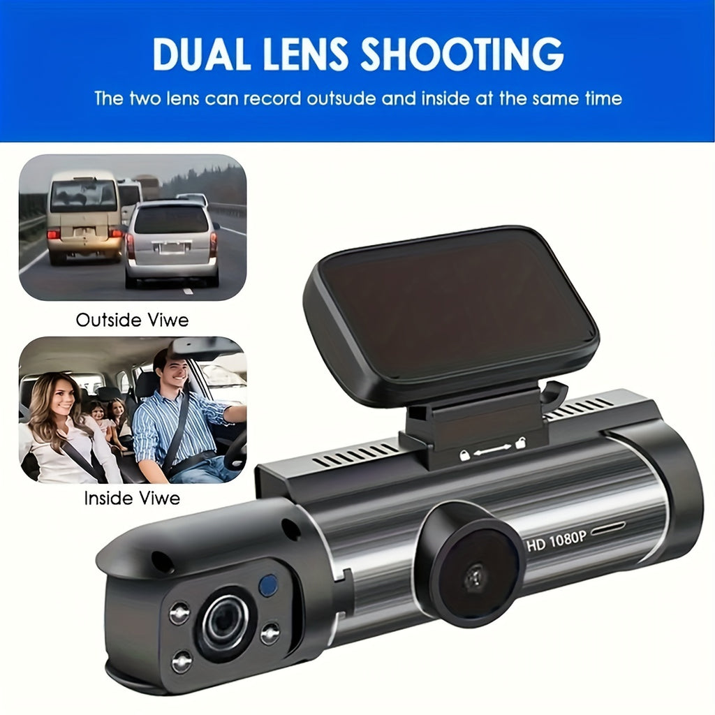 64GB Card,Dash Cam For Cars,1080P Dual Camera, Front Inside,3.16 Inch IPS Screen,G Sensor High Definition Night Vision Loop Record,Wide Angle