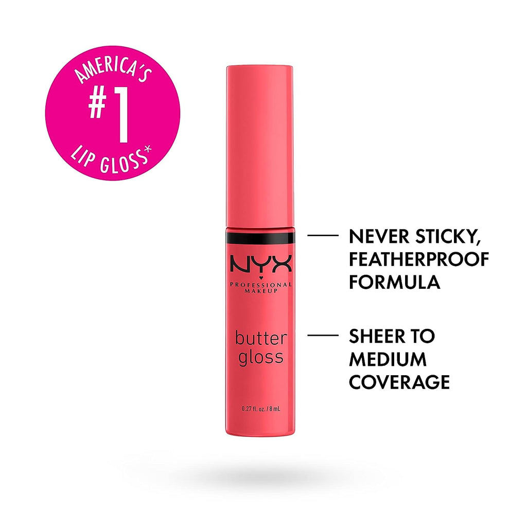 NYX PROFESSIONAL MAKEUP Butter Gloss, Non-Sticky Lip Gloss - Sorbet (Vibrant Coral)