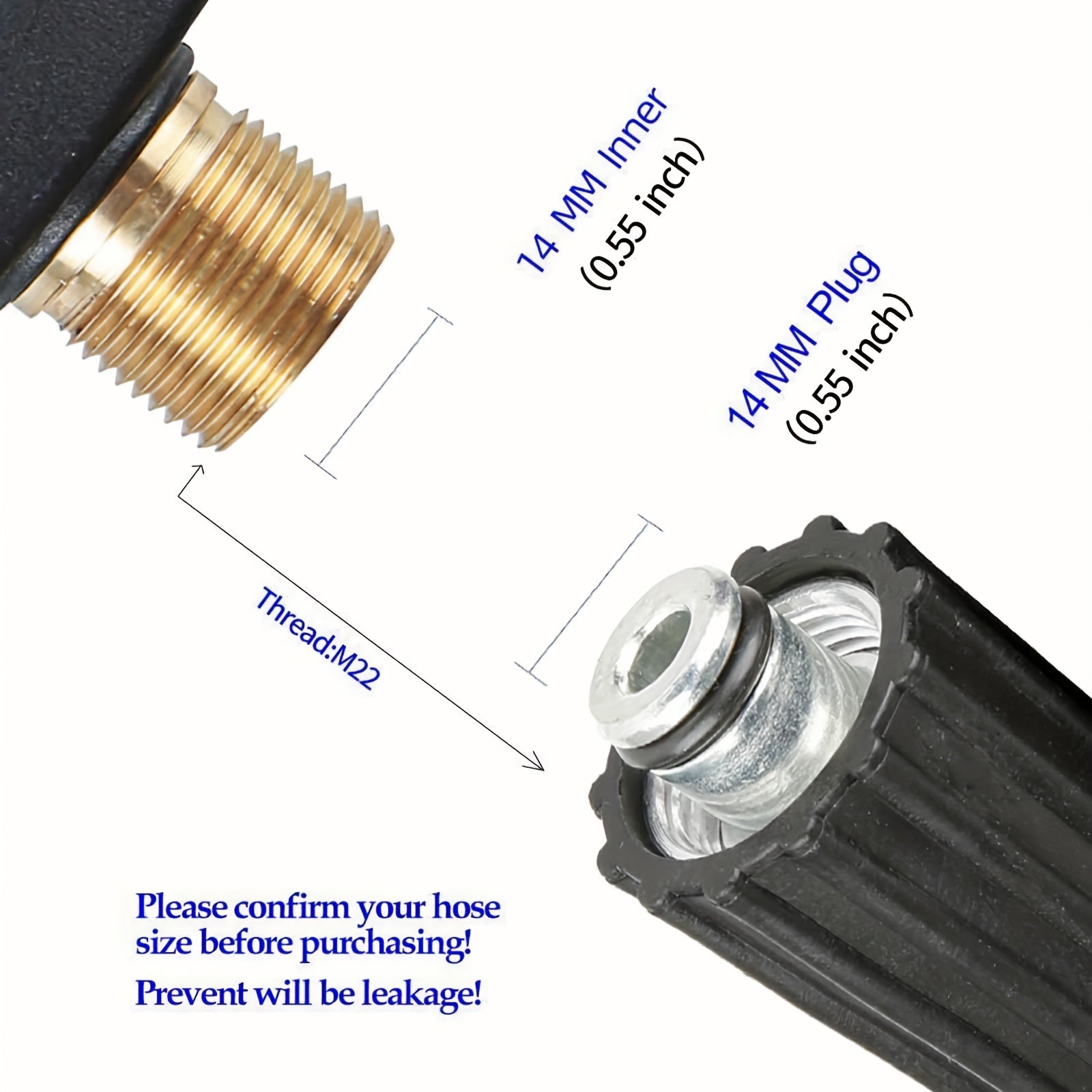 High Pressure Hose Nozzle, High Pressure Cleaning Machine, 3000 PSI Max With 5 Colors  Connect Nozzles M22 Hose Connector 3.0 TIP