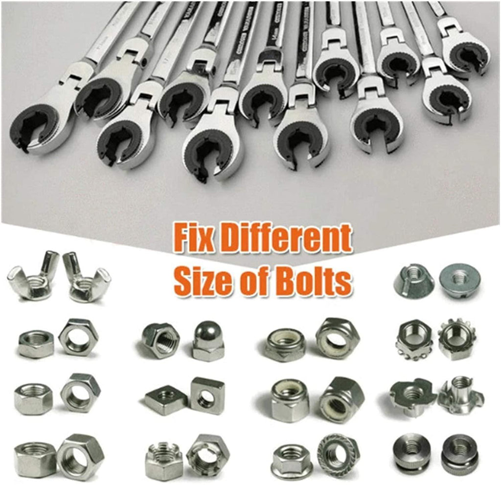 Without Socket Wrench Mechanic Tool Set Tubing Ratchet Wrench Moving Head Ratchet Wrench Tools for Car Vehicle Auto Replacement Parts Hand Tool Manual Car (Color : Fixed Head 12 pcs)