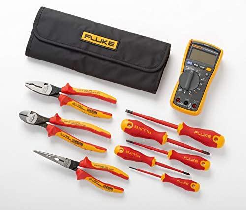 W-SHTAO Plier 117 Electrician's Multimeter + Hand Tools Starter Kit (5 Insulated Screwdrivers and 3 Insulated Pliers) Repair Tools