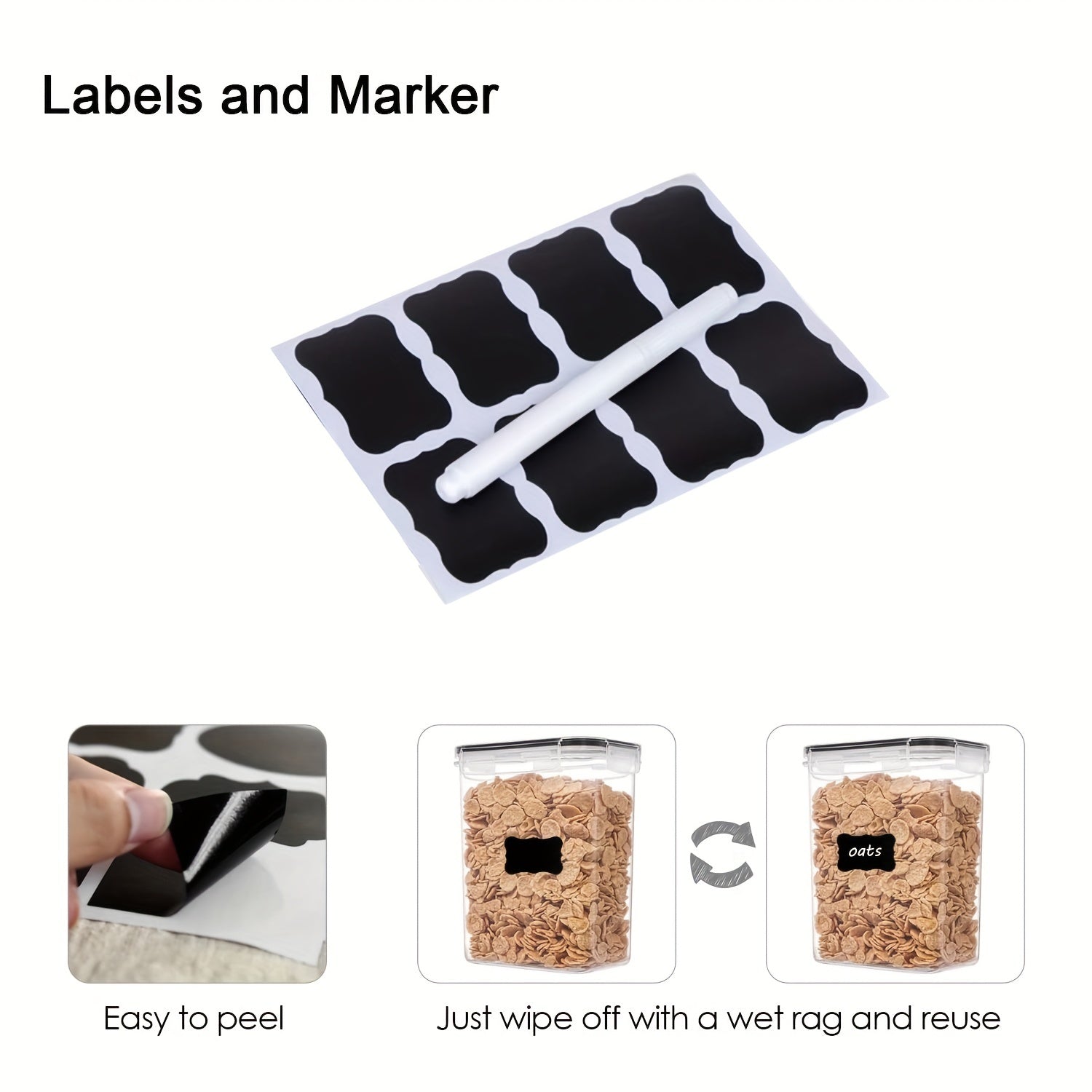 24pcs Airtight Food StoraContainers With Lids, BPA Kitchen StoraContainers For Dry Food, Flour And Sugar, With Lables &amp; Marker Pen