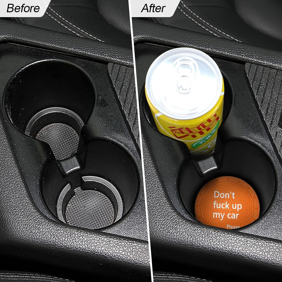 8sanlione 2 Pack Car Cup Holder Coasters, 2.75 Inch Non-Slip PVC Insert Cup Coaster, Anti-Scratch Auto Cup Mats for Women Men, Vehicle Interior Accessories for Car, SUV, Truck (D Orange/2PCS)