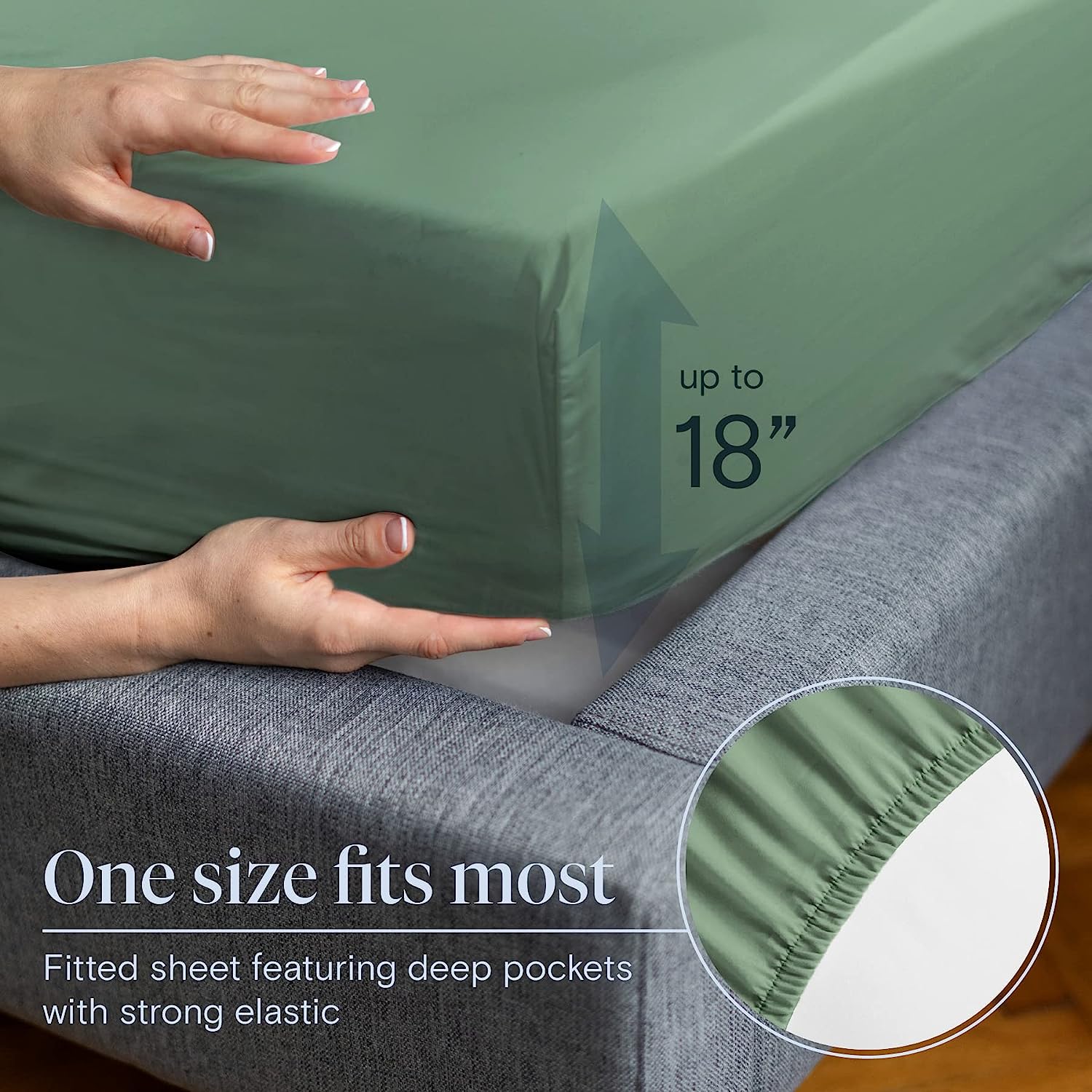 LuxClub 6 PC King Size Sheet Set Bamboo Sheets Deep Pockets 18" Eco Friendly Wrinkle Free Cooling Sheets Machine Washable Hotel Bedding Silky Soft - Tree Moss Green King