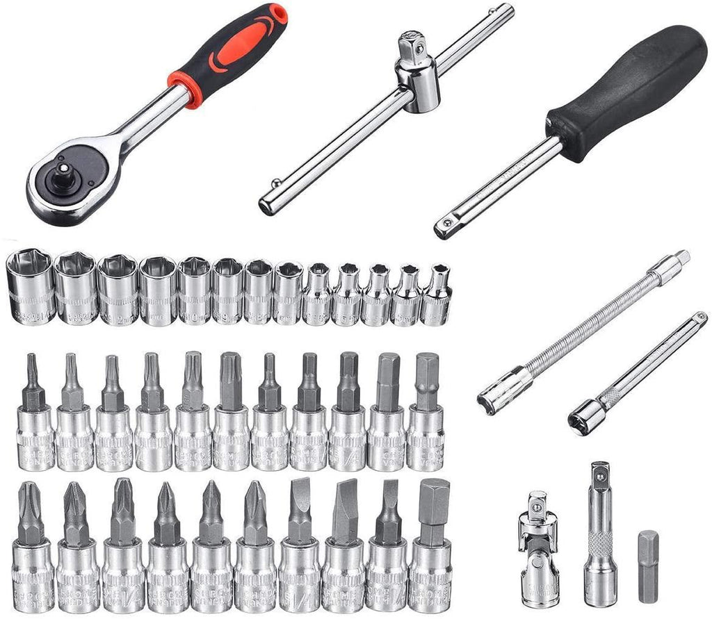 Peixiang Sturdy Wrench 46Pcs 1/4inch Car Repair Socket Tools Set Spanner Ratchet Wrench Kit Hand Tools Repair Tools Safety