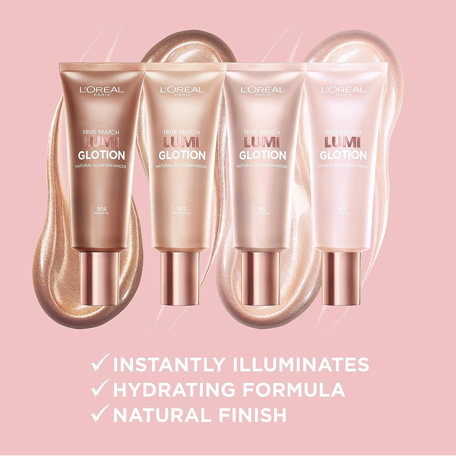 L'Oreal Paris Revitalift 1.5% Pure Hyaluronic Acid Face Serum 1.0 oz + True Match Lumi Glotion Natural Glow Enhancer Lotion, Medium 1.35 fl. oz, 1 kit