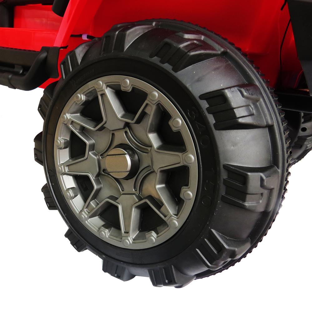 Electric Cars for Kids, 12V 3 Speeds Ride On Car Truck for Child 3-8, LED Lights Power Wheels with Remote Control, Spring Suspension for Christmas Gifts to Ride on Pavement Grass Mud, Red, Q0187