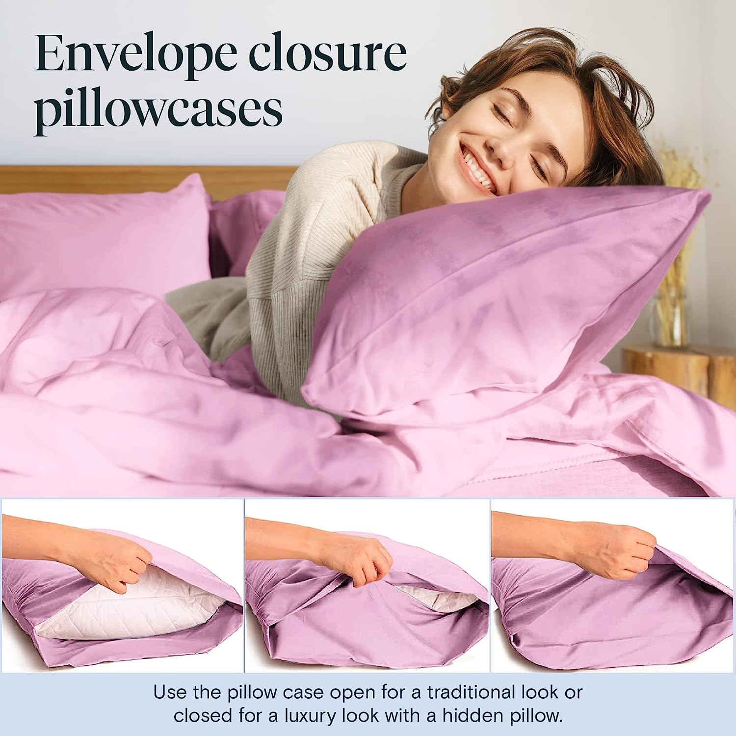LuxClub 6 PC King Size Sheet Set Bamboo Sheets Deep Pockets 18" Eco Friendly Wrinkle Free Cooling Sheets Machine Washable Hotel Bedding Silky Soft - Light Plum King