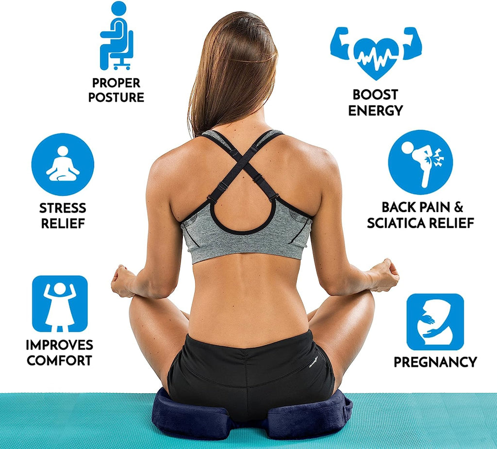 ComfiLife Gel Enhanced Seat Cushion – Non-Slip Orthopedic Gel &amp; Memory Foam Coccyx Cushion for Tailbone Pain – Office Chair Car Seat Cushion – Sciatica &amp; Back Pain Relief (Navy)