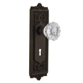 Egg and Dart Plate Interior Mortise Crystal Glass Door Knob in Oil-Rubbed Bronze