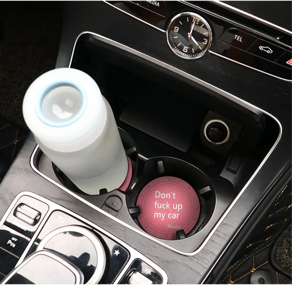 8sanlione 2 Pack Car Cup Holder Coasters, 2.75 Inch Non-Slip PVC Insert Cup Coaster, Anti-Scratch Auto Cup Mats for Women Men, Vehicle Interior Accessories Universal for Car, SUV, Truck (D Pink/2PCS)