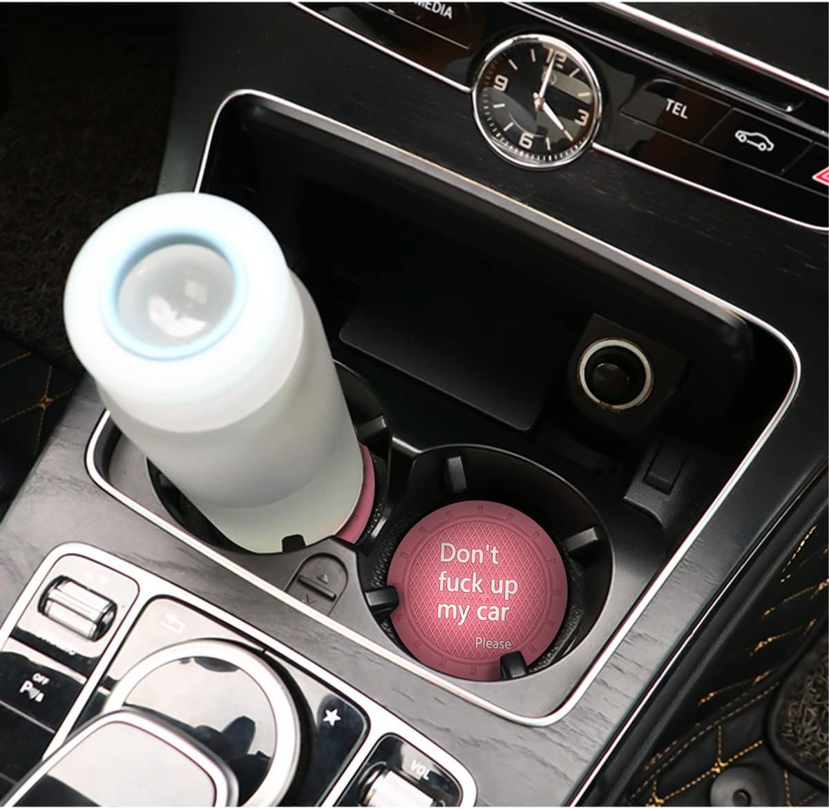 8sanlione 2 Pack Car Cup Holder Coasters, 2.75 Inch Non-Slip PVC Insert Cup Coaster, Anti-Scratch Auto Cup Mats for Women Men, Vehicle Interior Accessories Universal for Car, SUV, Truck (D Pink/2PCS)