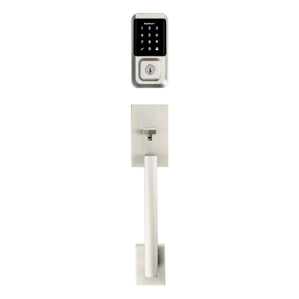 Halo Satin Nickel Electronic Smart Lock Deadbolt Feat SmartKey Security Touchscreen and Wi-Fi and San Clemente Handleset