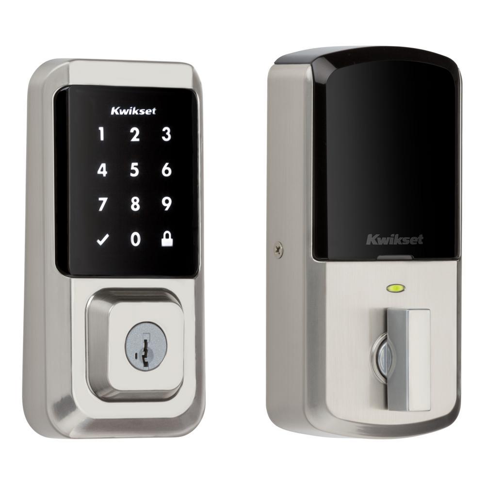 Halo Satin Nickel Electronic Smart Lock Deadbolt Feat SmartKey Security Touchscreen and Wi-Fi and San Clemente Handleset