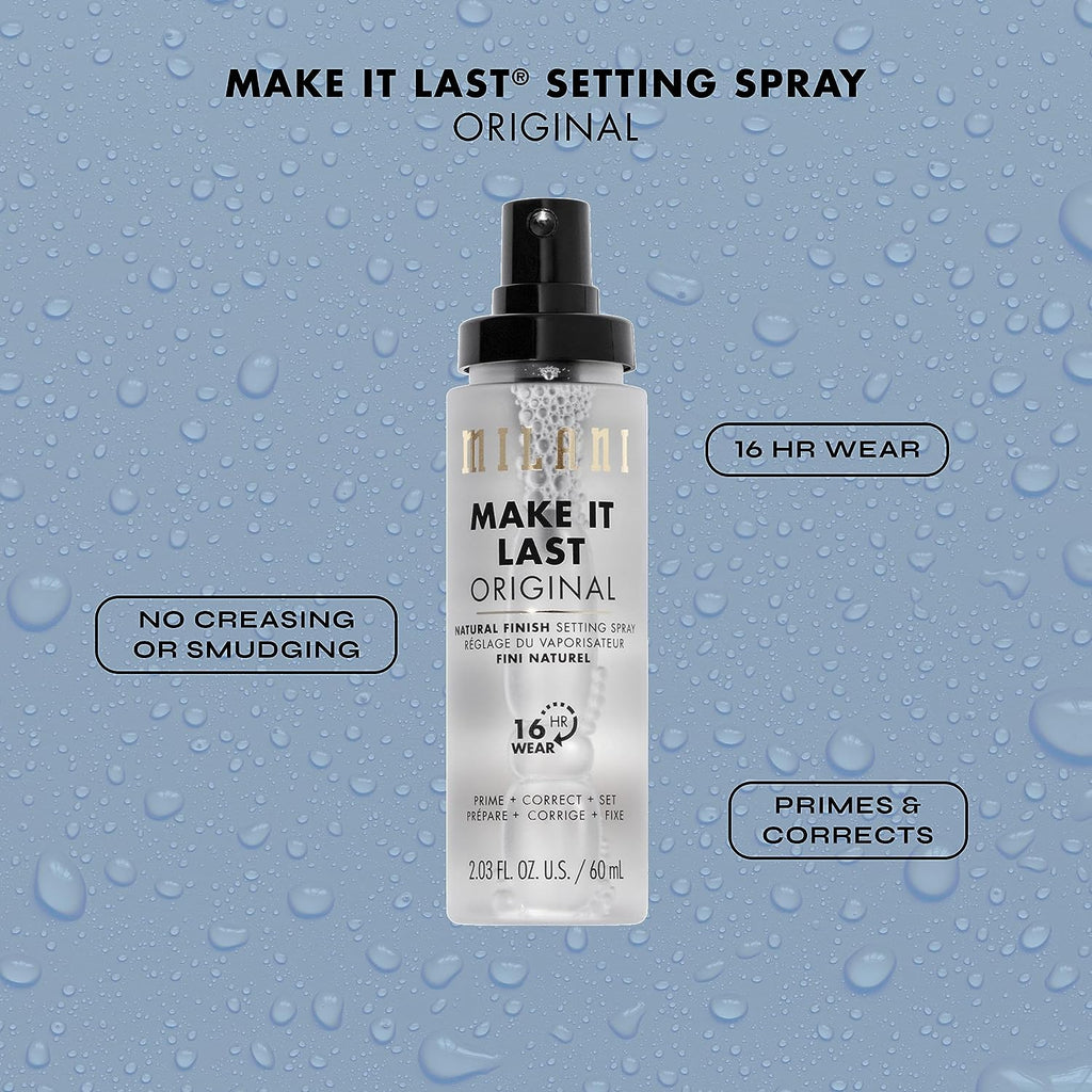Milani Make It Last 3-in-1 Setting Spray and Primer- Prime + Correct + Set - Makeup Finishing Spray and Primer - Long Lasting Makeup Primer and Spray - 2 Pack