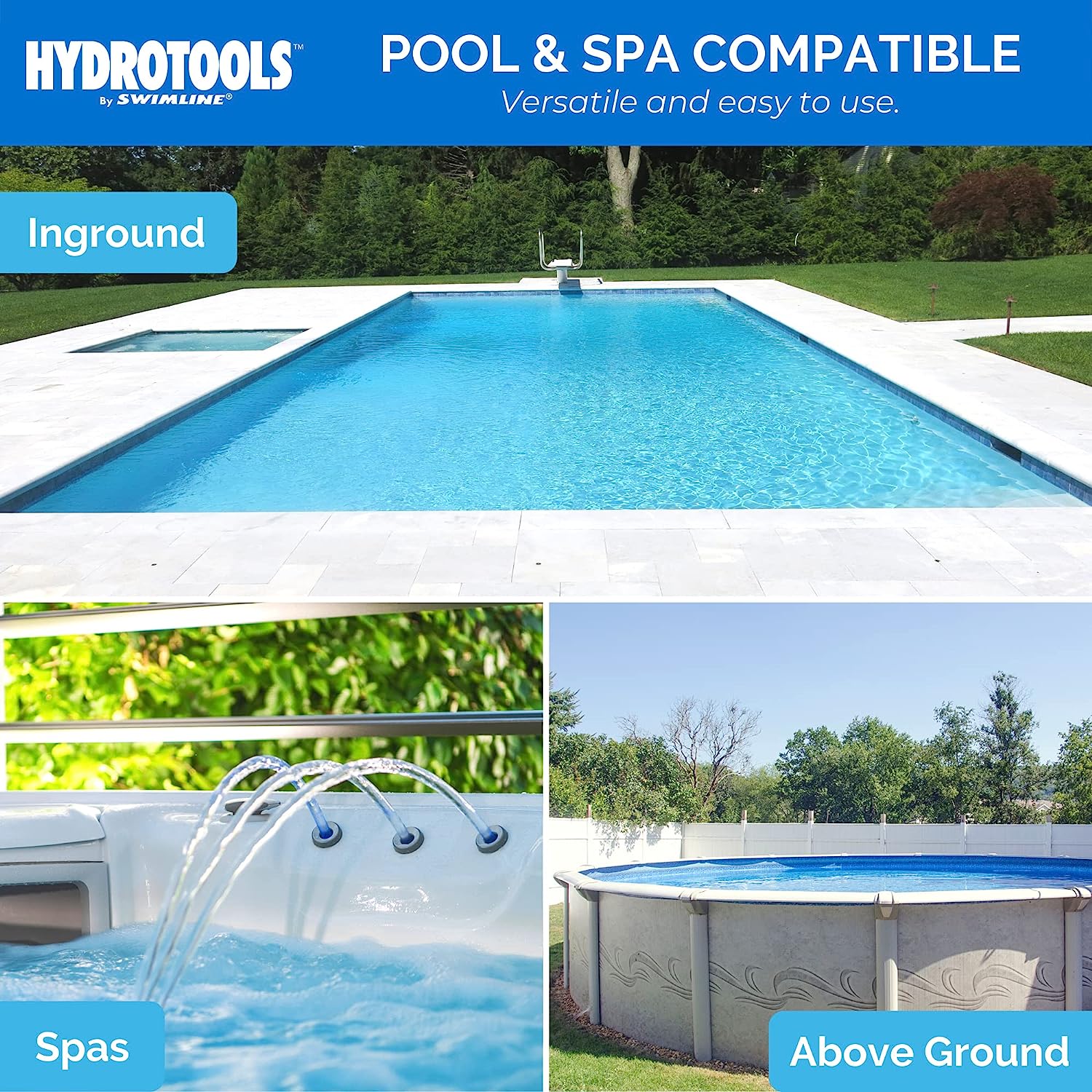 HYDROTOOLS BY SWIMLINE 87400 Large Capacity Pool &amp; Spa Chemical Dispenser Thermometer Combo | Compatible Bromine &amp; Chlorine Supports 1-3’’ Tablets | Adjustable Customizable Flow Rate | Cost Effective