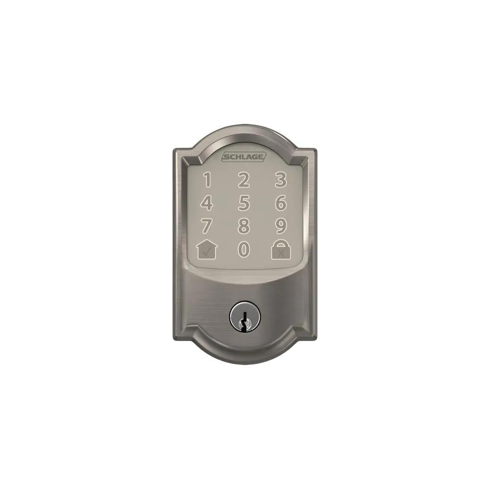Century Bright Chrome Encode Smart Wi-Fi Deadbolt with Alarm and Century Handleset and Latitude Lever