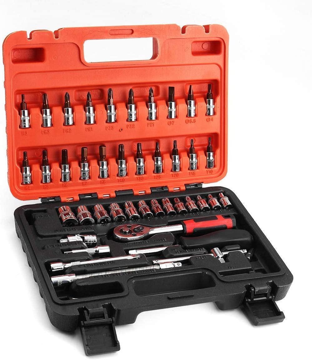 Singlin58 Tool Hand Tools 46Pcs 1/4 Inch Wrench Repair Tools Metric Socket Wrench Screw Kit Bike