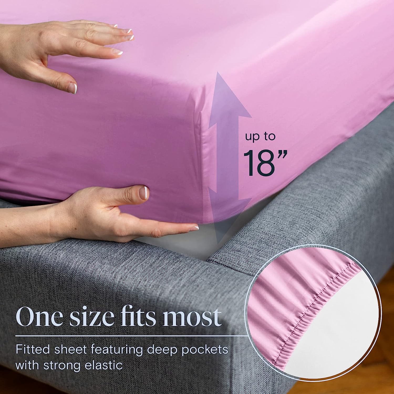 LuxClub 7 PC Split King Sheet Set Bamboo Sheets Deep Pockets 18" Eco Friendly Wrinkle Free Cooling Sheets Machine Washable Hotel Bedding Silky Soft - Light Plum Split King