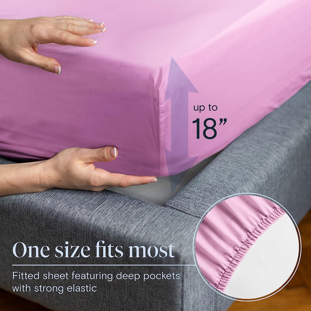 LuxClub 6 PC King Size Sheet Set Bamboo Sheets Deep Pockets 18" Eco Friendly Wrinkle Free Cooling Sheets Machine Washable Hotel Bedding Silky Soft - Light Plum King