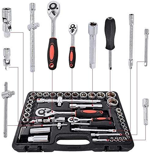 ZSEFV Hand Tools 61 pcs/Set Socket Wrench Set Spanner Car Machine Repair Service Tools Kit with Heavy Duty Ratchet Hand Tools